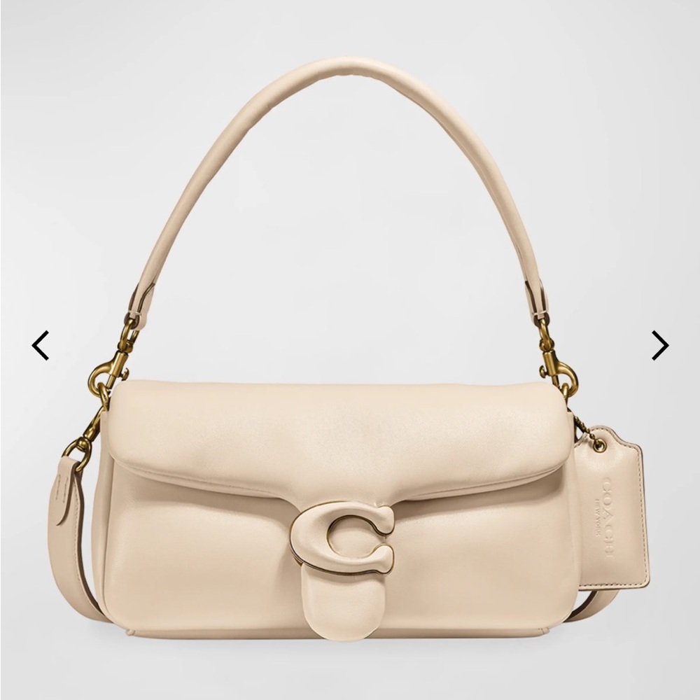 Coach Cream Leather Shoulder Bag with Signature C Accent